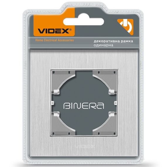 Рамка алюминиевая горизонтальная на 1 пост VIDEX BINERA VF-BNFRA1H-SL серебристая | Зображення 1