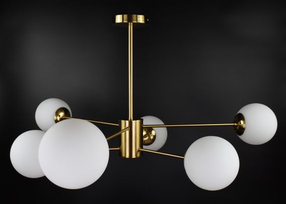 Люстра стельова на 6 лампочок 27066 Латунь 40-70х88х88 см. | Зображення 2