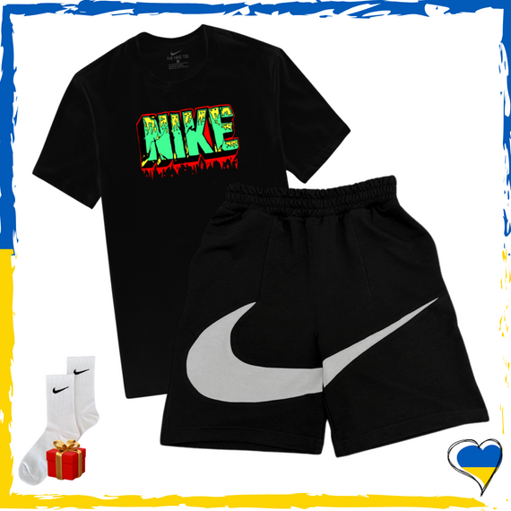 Комплект шорти Nike Big Swoosh та футболка Nike. Комплект Найк Біг Свуш Чорний, XS/S