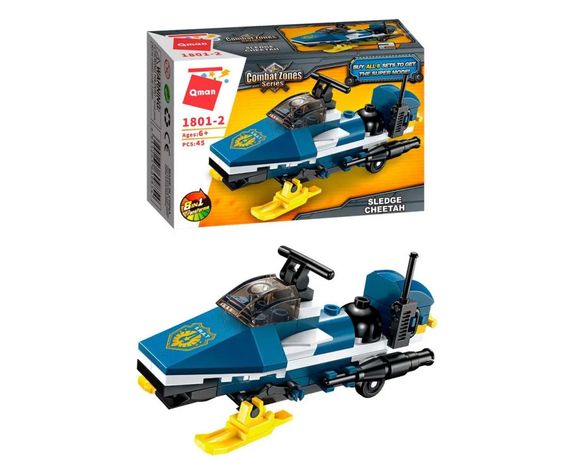 Конструктор Qman 1801-1-8 поліція, транспорт, 45-49 деталей  (Снігохід)