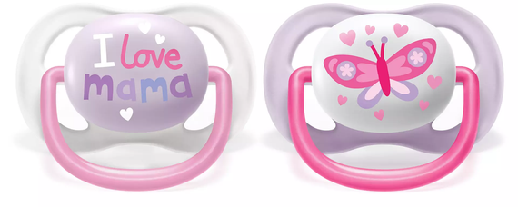 Пустышка Avent ортодонтическая Ultra Air I love для девочек 0-6 мес 2шт SCF080/02 (SCF080/02) | Зображення 2