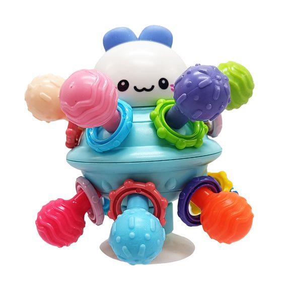 Детская погремушка "НЛО" 689 подвижные детали, на присоске Синий