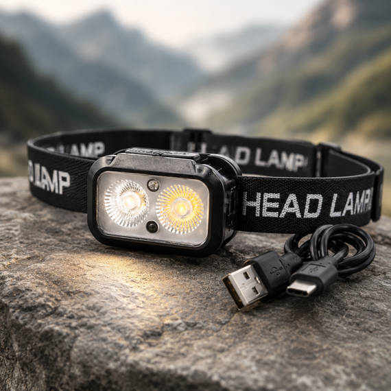 Налобный фонарь F 51 / Фонарик Белый, желтый и красный свет / LED фонарь на аккумуляторе | Зображення 2