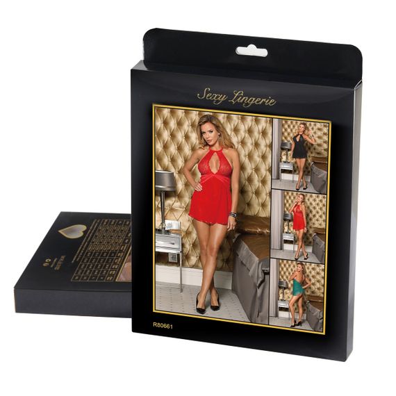 Пеньюар кружевной с открытой спиной Star Night с трусиками, красное, М sexstyle | Зображення 4