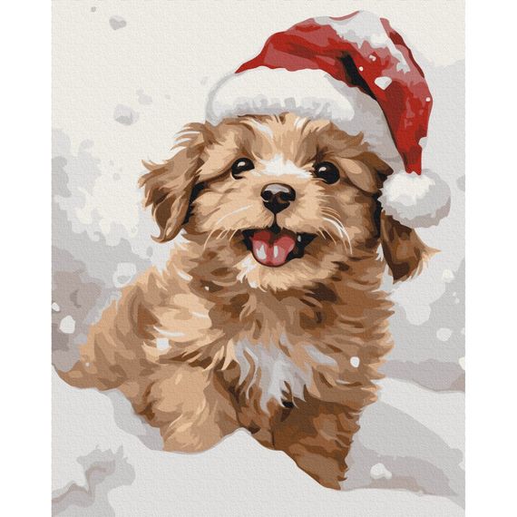 Картина по номерам "Заснеженный щенок" BS53838, 40х50 см