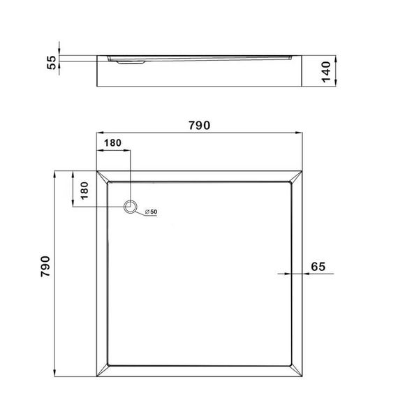 Душевой поддон KAPIELKA ST80x80х14 низкий, квадратный, диаметр слива 52 мм Lidz | Зображення 1