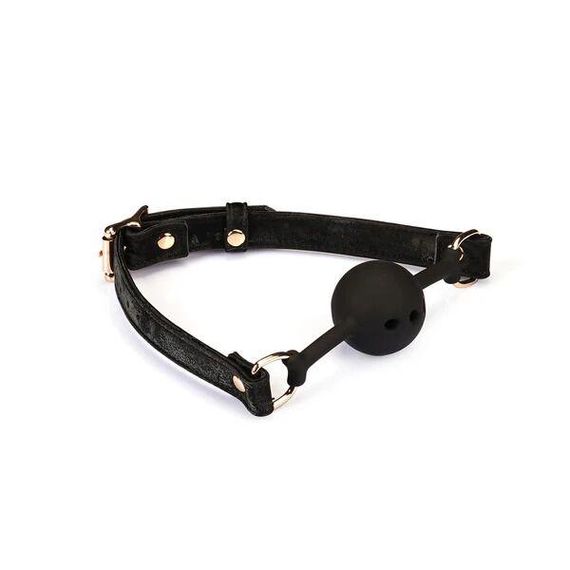 Повітропроникний кляп Liebe Seele Boudoir Amor Ball Gag Black, силіконова кулька, діаметр 4,3 см Sex Aura | Зображення 2