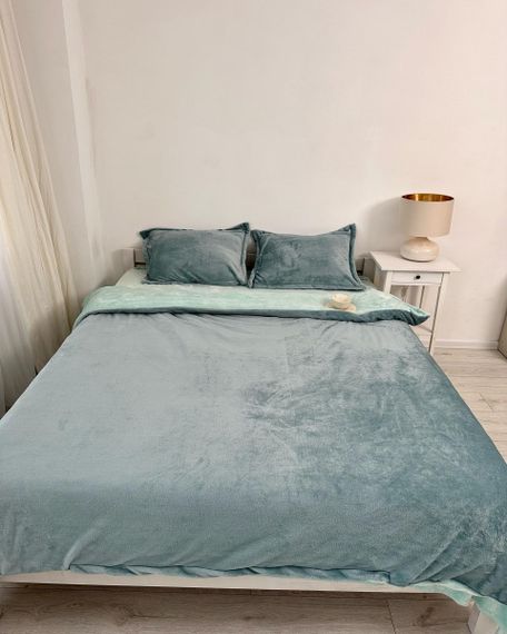 Постільна білизна плюшева двоспальне Dushka Home 20956 180х215 см бірюзова з м'ятним | Зображення 3