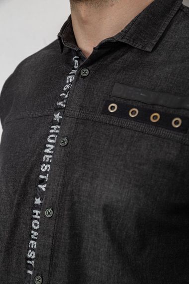 Рубашка мужская с длинным рукавом, цвет темно-серый, 214R845-1 | Зображення 4