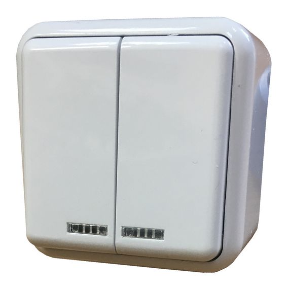 Вимикач зовнішньої установки 2-кл. з підсвіткою білий IP20 Lemur Ny95000980