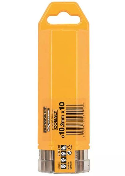 Свердло по металу DeWalt EXTREME INDUSTRIAL COBALT HSS-CO 10.2 мм 10 шт (DT4943)