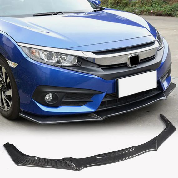 Накладка на передній бампер Lip (Карбон) для Honda Civic Sedan X 2016-2021 рр