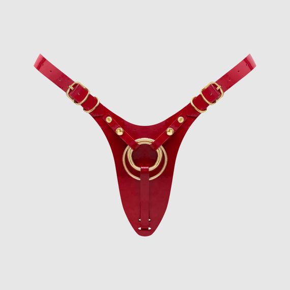 Трусики для страпона Strap-On-Me Leatherette Harness Fabulous - One Size - Red Glossy