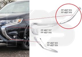 Молдінг бампера лівий верхній Mitsubishi Outlander III '15- (FPS)  6407A141
