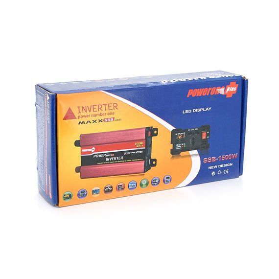 Інвертор напруги NV-1500 (900Вт)+LCD, 12/220V, approximated, 1 універсальна розетка, клем, Box | Зображення 1