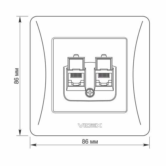 Двойная компьютерная розетка CAT6 VIDEX BINERA VF-BNSK2PC6-BG черный графит | Зображення 4