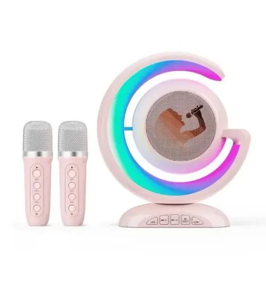 Лампа-нічник з бездротовою bluetooth колонкою RGB підсвічуванням та двома мікрофонами в комплекті для караоке YS-110 | Зображення 1