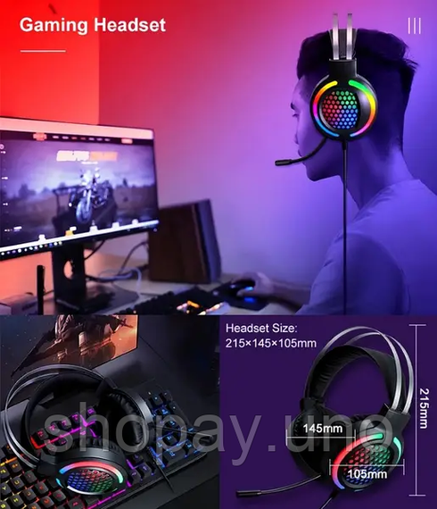 Ігровий комплект клавіатура та миша навушники килимок 4в1 Linmoni TF-400 Kit з RGB підсвічуванням для геймерів | Зображення 2