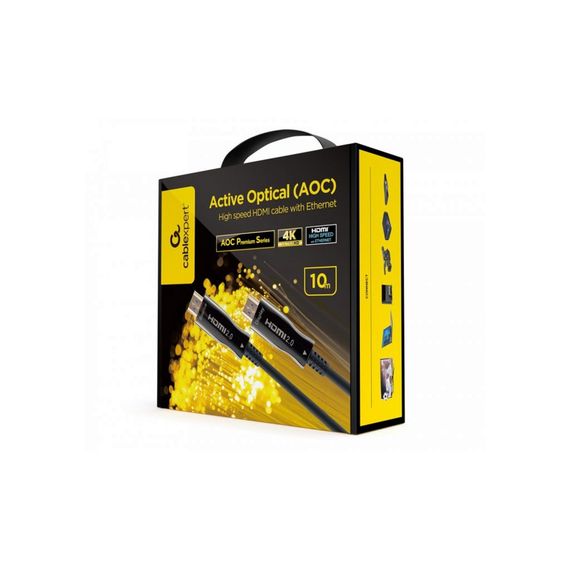 Кабель мультимедийный HDMI to HDMI 10.0m AOC V.2.0, 4K 60Hz Gold Cablexpert (CCBP-HDMI-AOC-10M-02) | Зображення 1