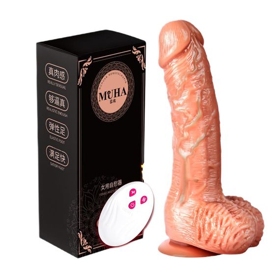 Реалістичний фалоімітатор MUHA Real Heat з підігрівом, телескопічним рухом та пультом ДУ (19.5*4 см) L | Зображення 2