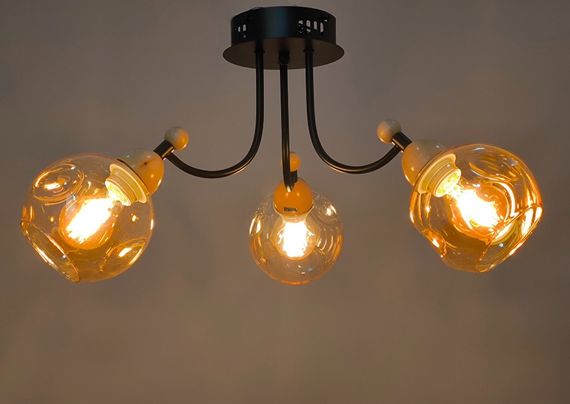 Минималистическая люстра BR-272S/3 E27 BK+WOOD | Зображення 1