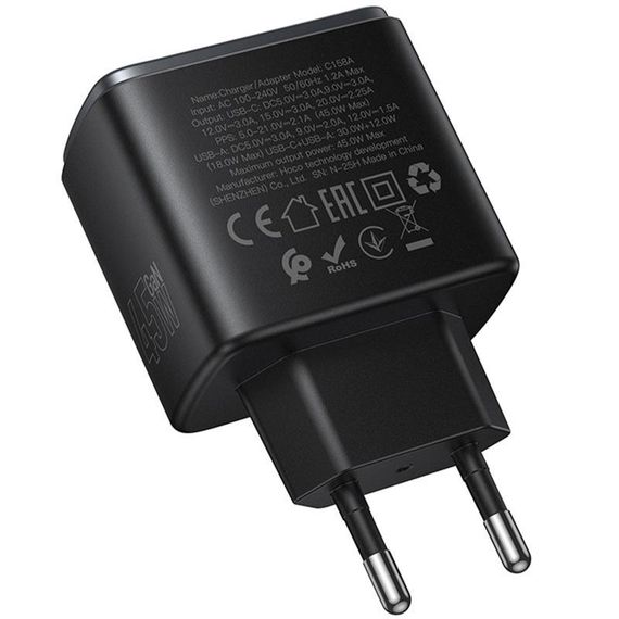 СЗУ Hoco C158A Upgrade PD45W (1USB-A/1C) Black | Зображення 4