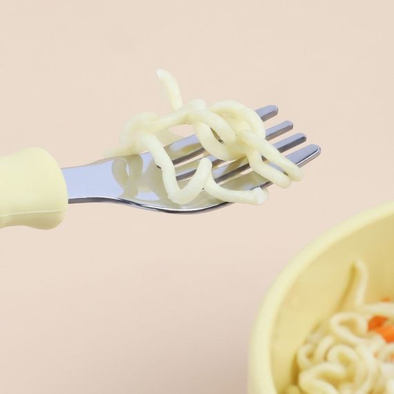 Приборы металлические детские ложка и вилка с силиконовыми ручками Фиолетовые | Зображення 4