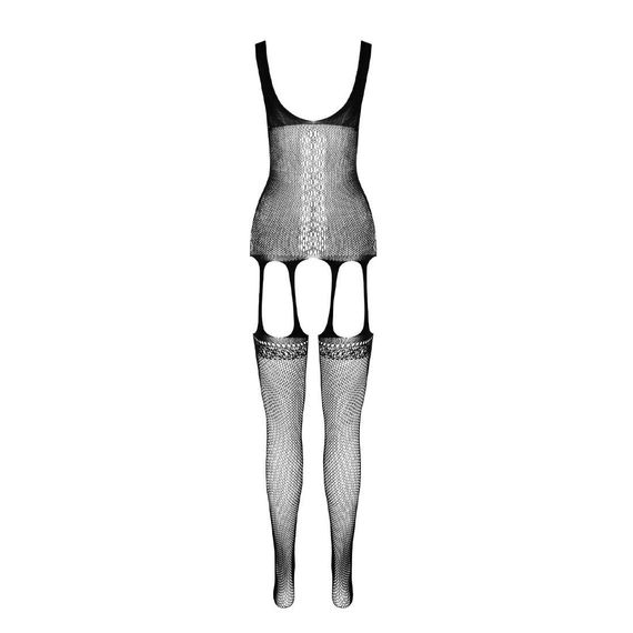 Бодістокінг Passion ECO BS007 black, з доступом, силуетний малюнок, імітація підв’язок | Зображення 3