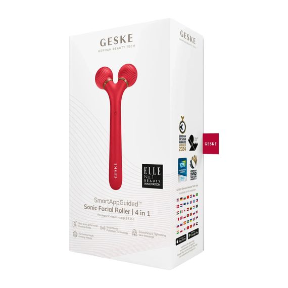 Електронний ультразвуковий ролик для обличчя GESKE Sonic Facial Roller 4в1 red | Зображення 9