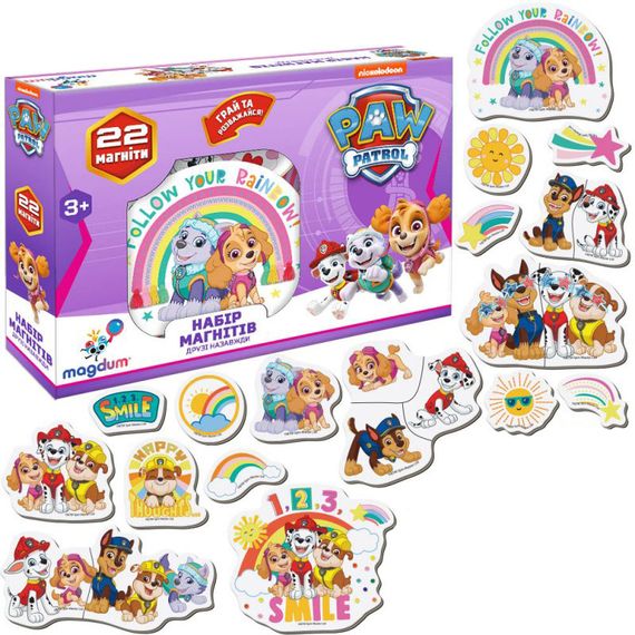 Детский набор магнитов Щенячий патруль "Друзья навсегда" Magdum ML4034-03 22 шт | Зображення 1
