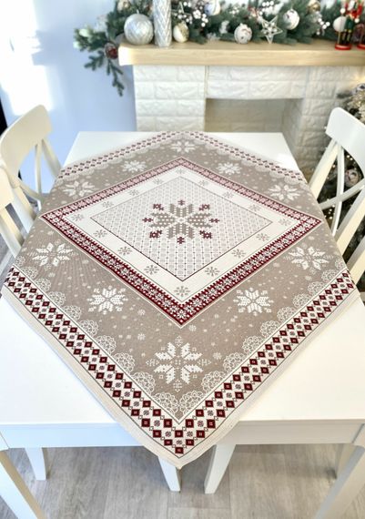 Скатертина гобеленова NORDICA TORTORA Limaso, 93x93, Квадратна, Новорічний, Без люрексу, 38% бавовна, 37% поліестер, 25% акрил, Гобелен | Зображення 3