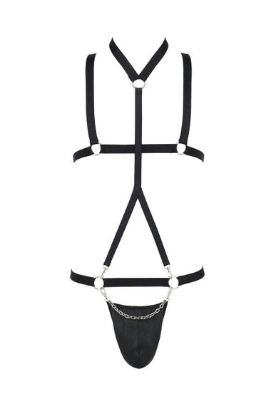 Комплект чоловічої білизни зі стреп Passion 039 SET ANDREW L/XL Black, стринги, шлейки sexstyle | Зображення 2