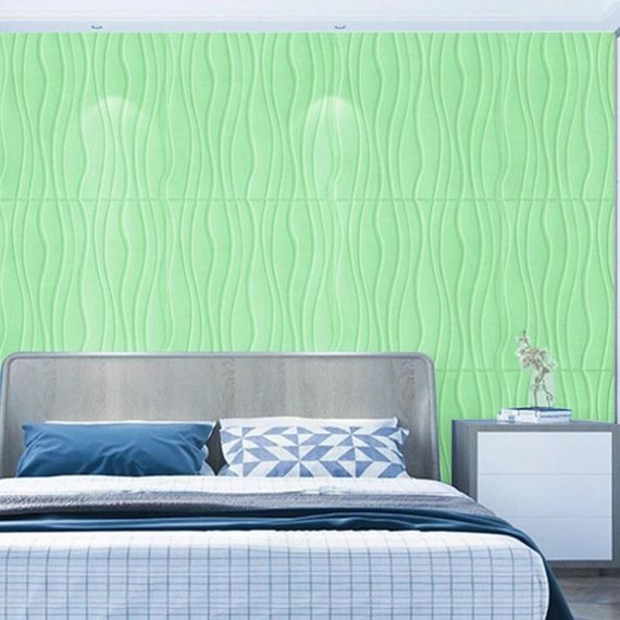 Самоклеюча 3D панель світло-зелені хвилі 600x600x6мм SW-00001327 | Зображення 2