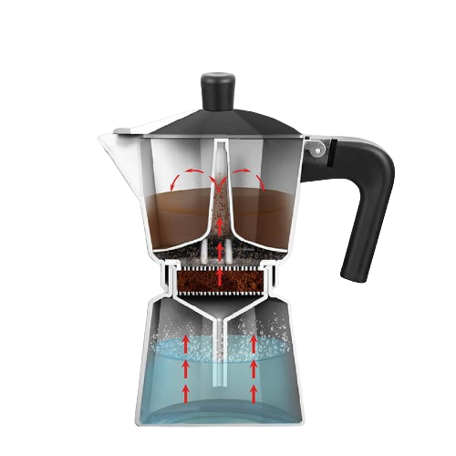Кавоварка гейзерна 300мл (6 порцій) алюмінієва MR-1666-6-BROWN Espresso Moka Maestro | Зображення 4