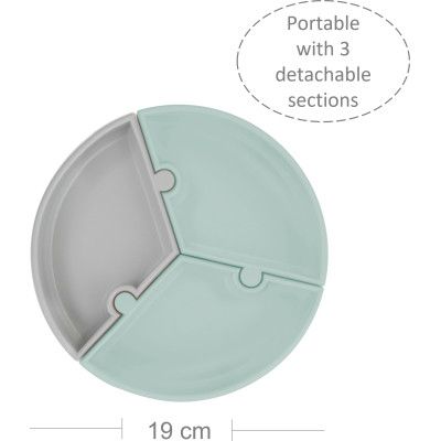 Тарелка детская MinikOiOi Puzzle секционная - River Green / Powder Grey (101050055) | Зображення 1