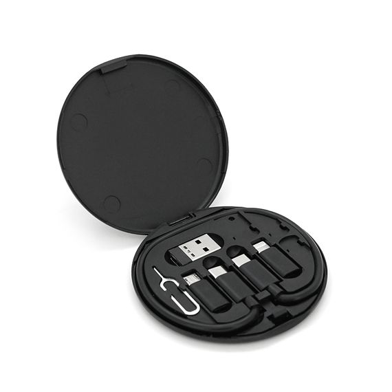 Кабель Data Cable Set, Type-C-Type-C+ перехідники (USB+Lighting+Micro), 60W, Black, довжина 0.2м, Case