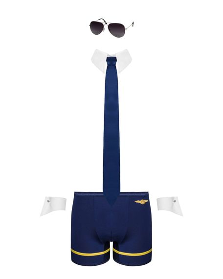 Эротический костюм пилота Obsessive Pilotman set 2XL/3XL, боксеры, манжеты, воротник с галстуком, оч | Зображення 4