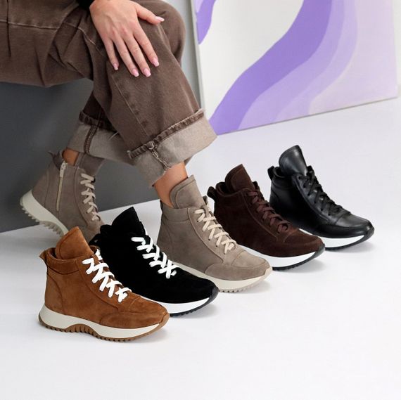 Шикарні чорні шкіряні спортивні черевики з білою шнурівкою | Зображення 9