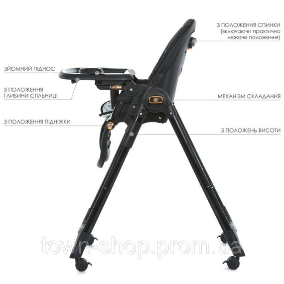 Стульчик для кормления ME 1037-B CRYSTAL Black Gold до 15 кг | Зображення 7