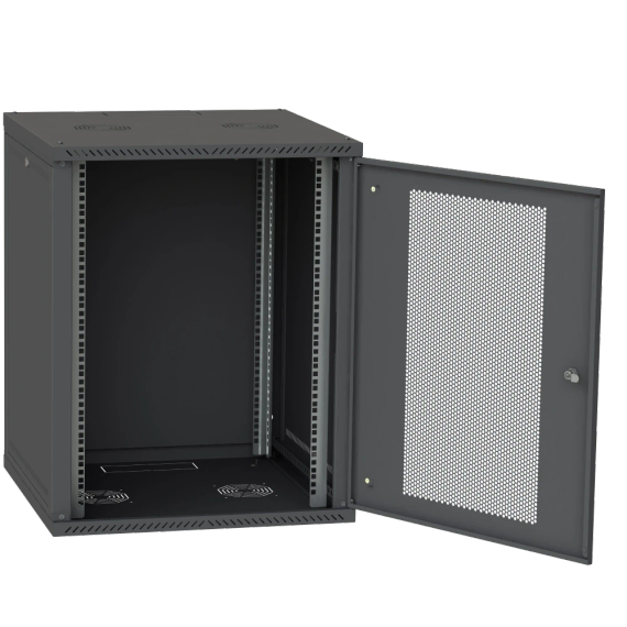 IPCOM 15U 600x600 Шафа телекомунікаційна двері перф(чорна) - Серверні шафи | Зображення 1