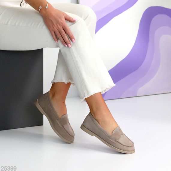 Зручні бежеві туфлі лофери натуральна замша в асортименті | Зображення 3