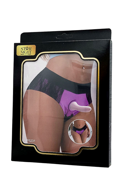 Трусики для страпона ажурные Star Night черно-фиолетовые, M sexstyle | Зображення 2