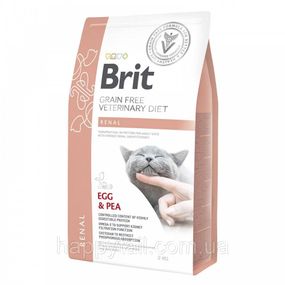 Корм сухой Brit Grain Free VetDiet Cat Renal для котов с заболеванием почек с яйцом и горохом 2 кг
