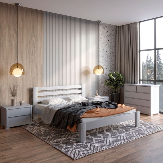 Двоспальне ліжко Mebigrand Колумбія Світло-сірий (RAL 7040) 140х190 см (MBG-2037)