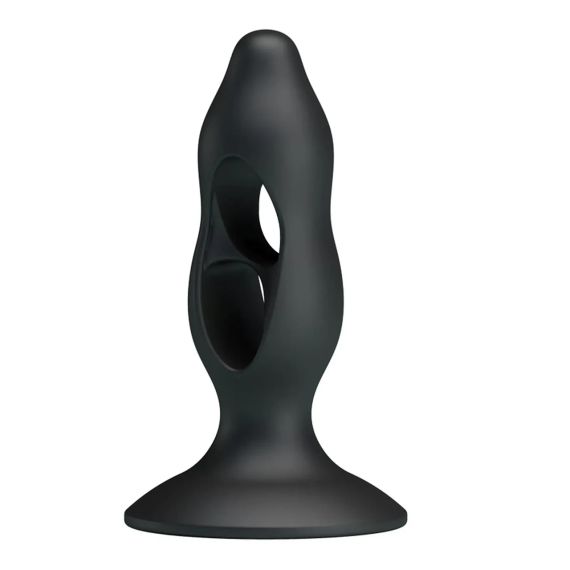 Анальна пробка з отворами Baile Fabulous Silicone Butt Plug чорний Sex Aura | Зображення 1