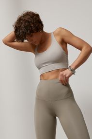 Спортивний топ з чашечками на бретелях - сірий цвет, L (є розміри)