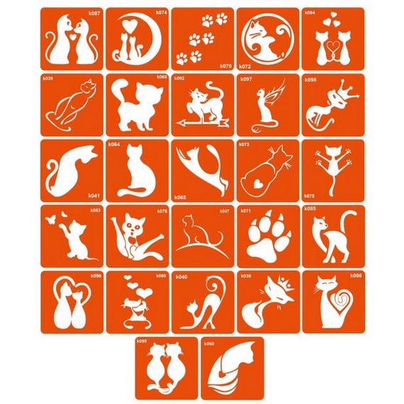 Набор трафаретов для био-тату «K - котики» k_simple_5x5_27_1