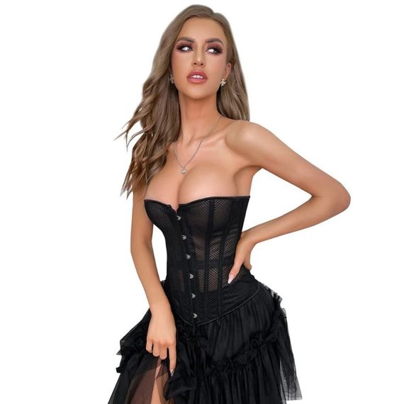 Корсет із сітки Star Night Grid Corset з гачками та шнурівкою, чорний, L (без коробки) | Зображення 2