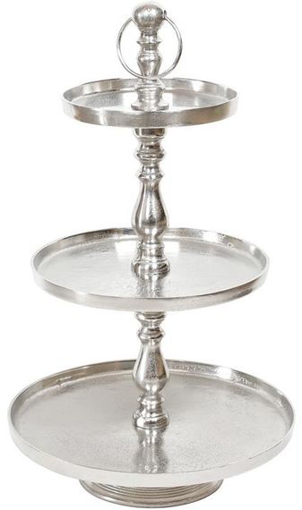 Блюдо фуршетна стійка "Amber" 3 яруси Ø25/Ø35/Ø45см, висота 75см, метал, срібло