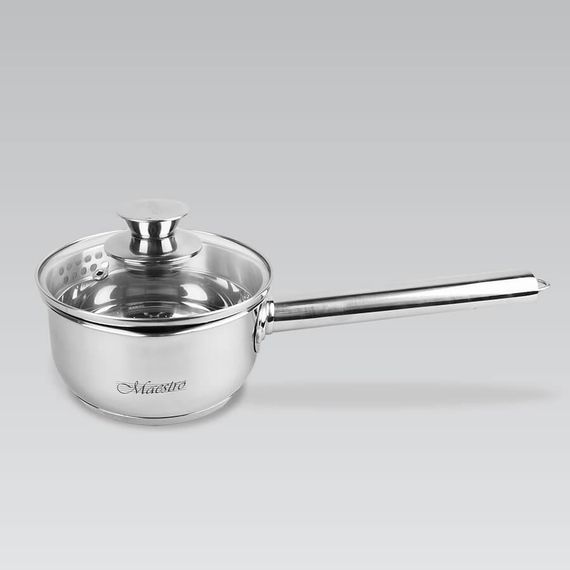Ковш кухонный Maestro MR-3510-14S, 1 л, 14 см, из нержавеющей стали с крышкой, для всех типов плит